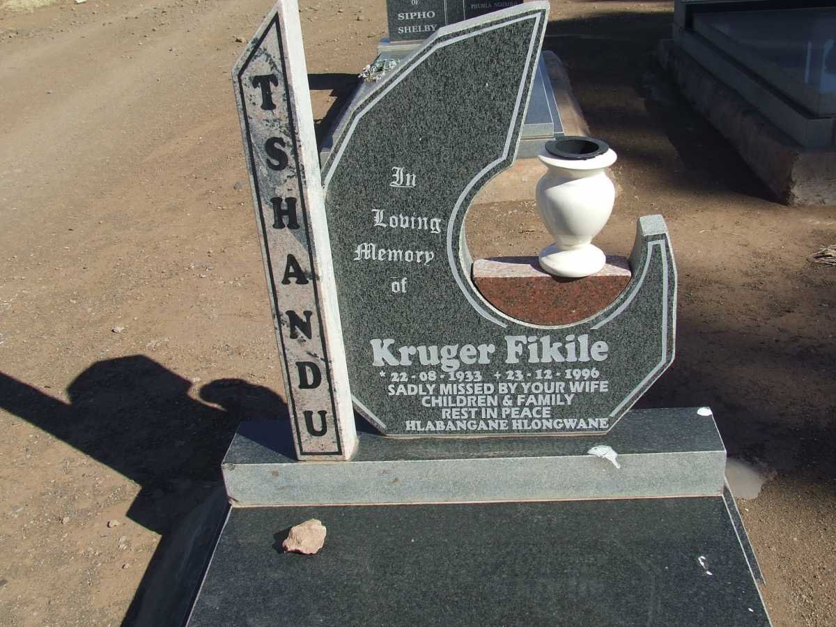 TSHANDU Kruger Fikile 1933-1996