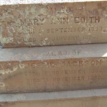 TRENNERY Mary Ann Edith 1883-1884 :: TRENNERY Jessie Jackson 1886-1888