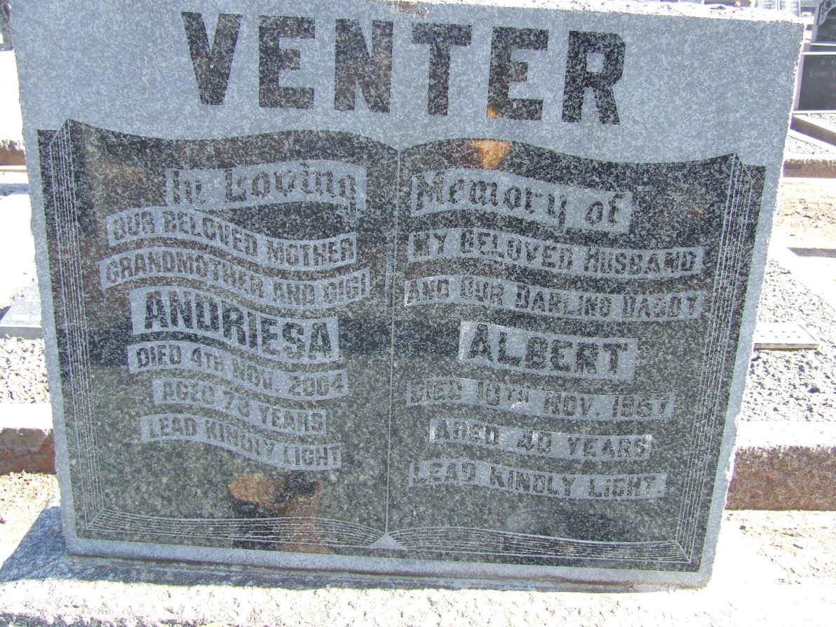 VENTER Albert -1967 &amp; Andriesa -2004