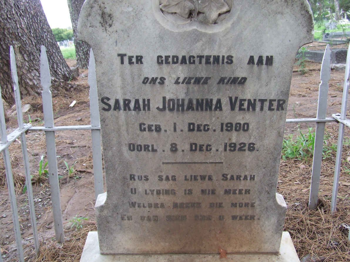 VENTER Sarah Johanna 1900-1926