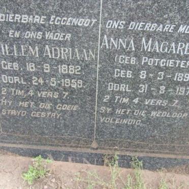 VENTER Willem Adriaan 1882-1959 &amp; Anna Magaretha POTGIETER 1891-1974