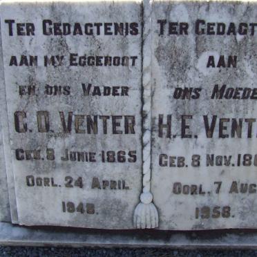VENTER C.D. 1865-1948 &amp; H.E. 1868-1968