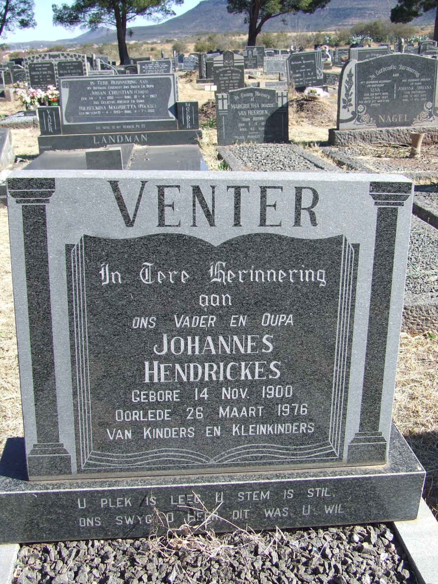 VENTER Johannes Hendrickes 1900-1976