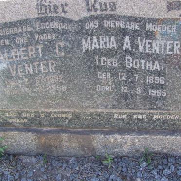 VENTER Albert C. 1892-1950 &amp; Maria A. BOTHA 1896-1965