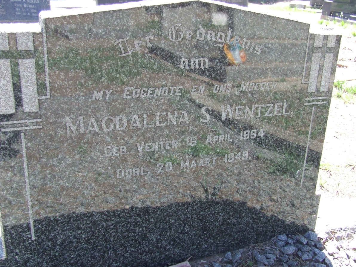 WENTZEL Magdalena S. nee VENTER 1894-1949