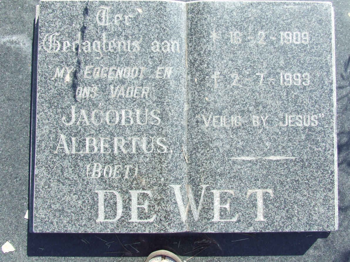 WET Jacobus Albertus, de 1909-1993