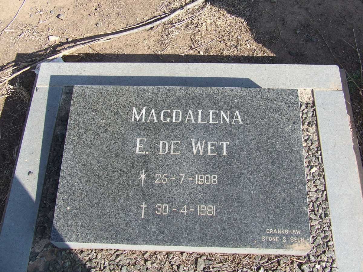 WET Magdalena E., de 1908-1981