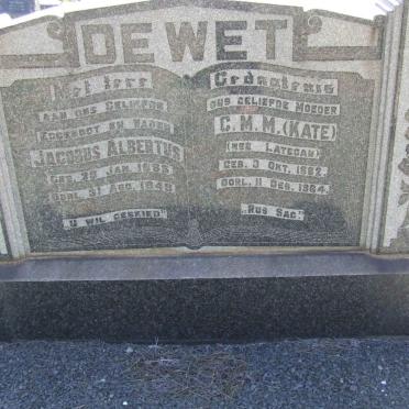 WET Jacobus Albertus, de 1885-1948 &amp; C.M.M. LATEGAN 1882-1964