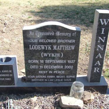 WINNAAR Lodewyk Matthew 1927-2002