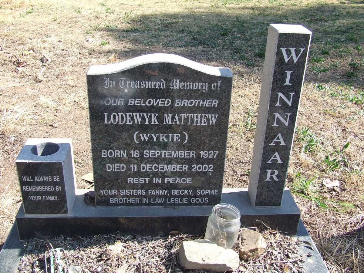 WINNAAR Lodewyk Matthew 1927-2002