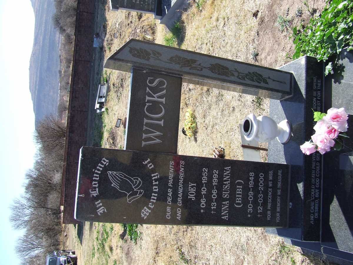 WICKS Joey 1952-1992 :: WICKS Anna Susanna 1948-2000