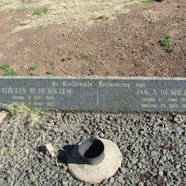 WILZEM Jan A., de 1902-1968 &amp; Kathleen M. 1909-1962