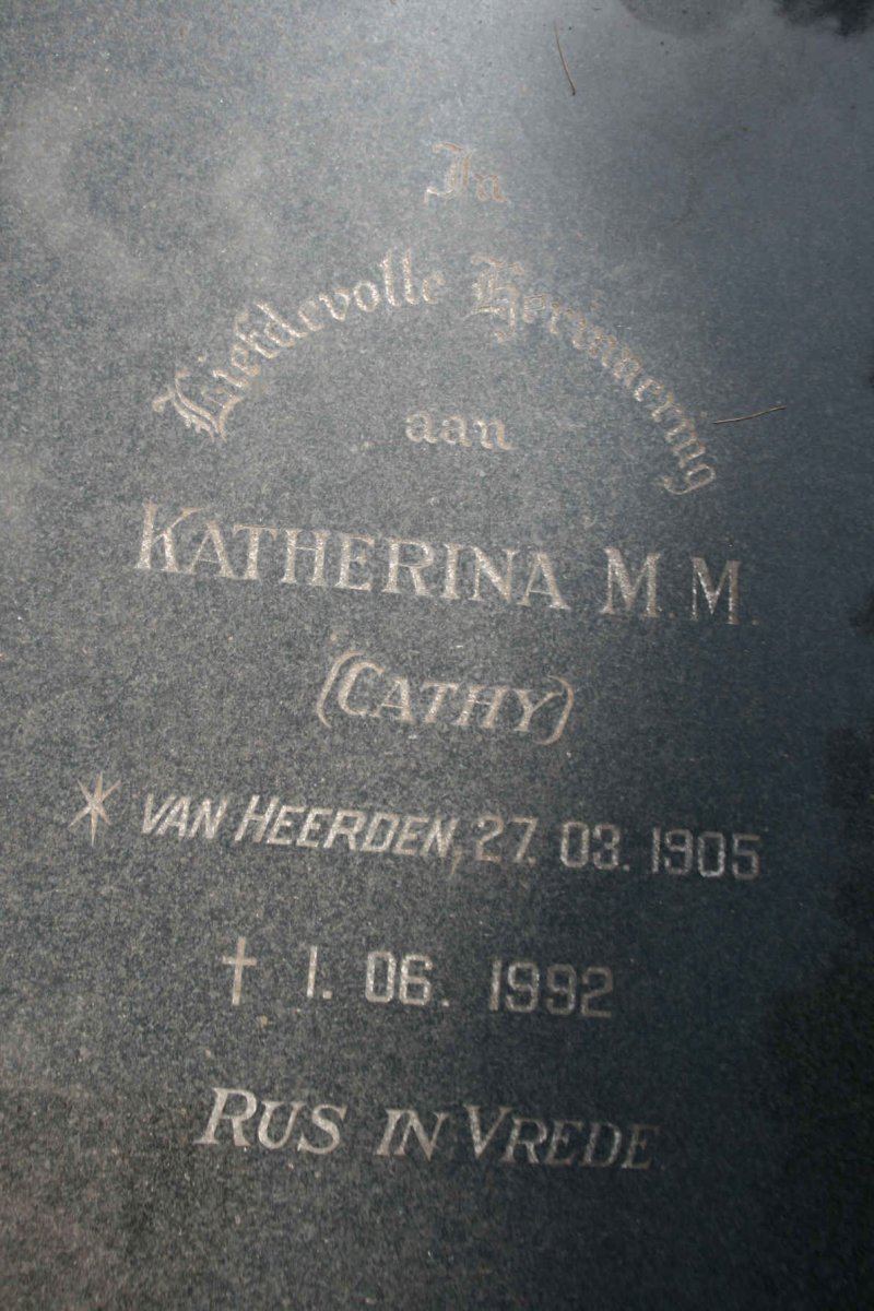 ? Katherina M.M. nee VAN HEERDEN 1905-1992