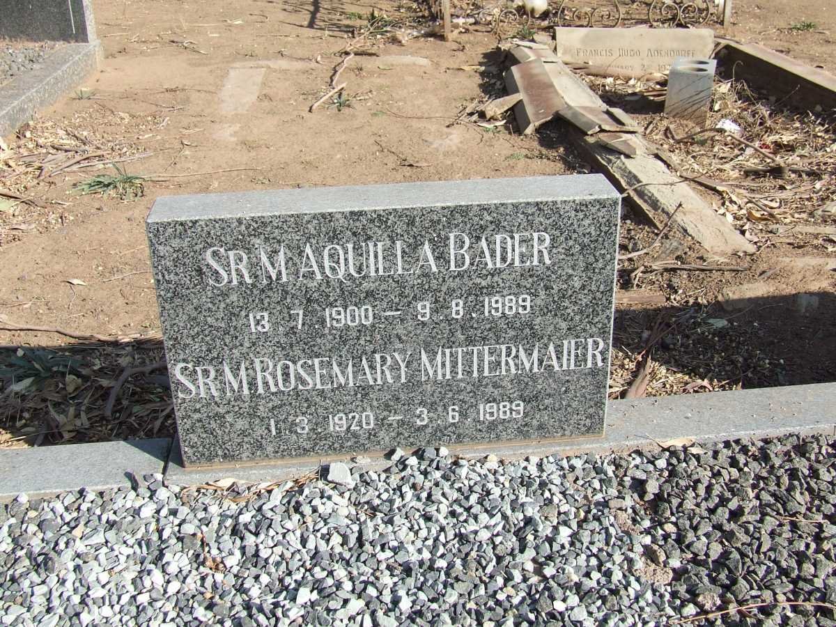 BADER Aquilla 1900-1989 :: MITTERMAIER Rosemary 1920-1989