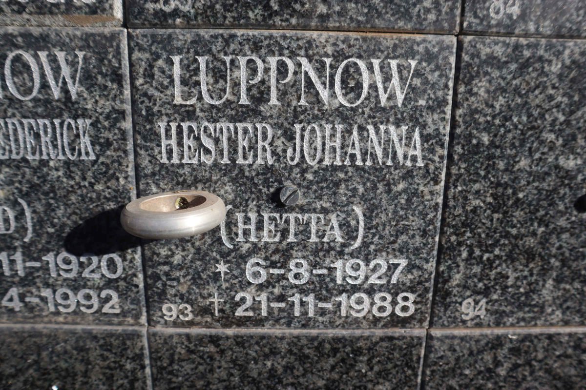 LUPPNOW Hester Johanna 1927-1988