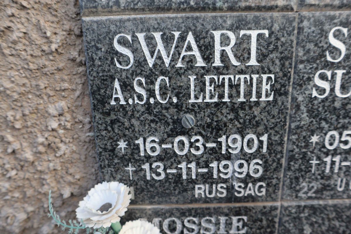 SWART A.S.C. Lettie 1901-1996