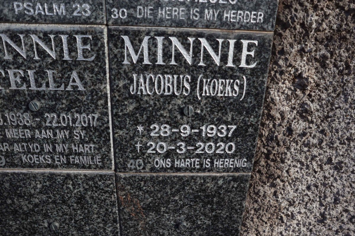 MINNIE Jacobus 1937-2020