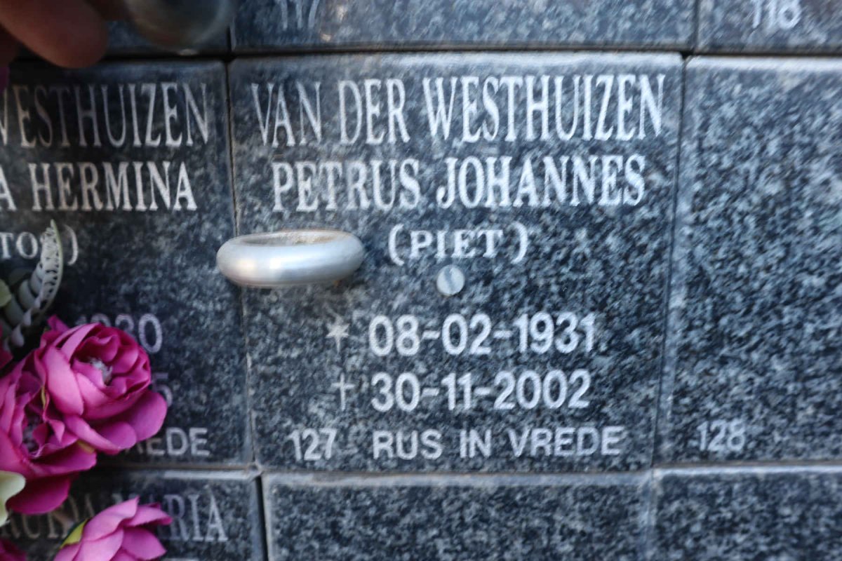 WESTHUIZEN Petrus Johannes, van der 1931-2002