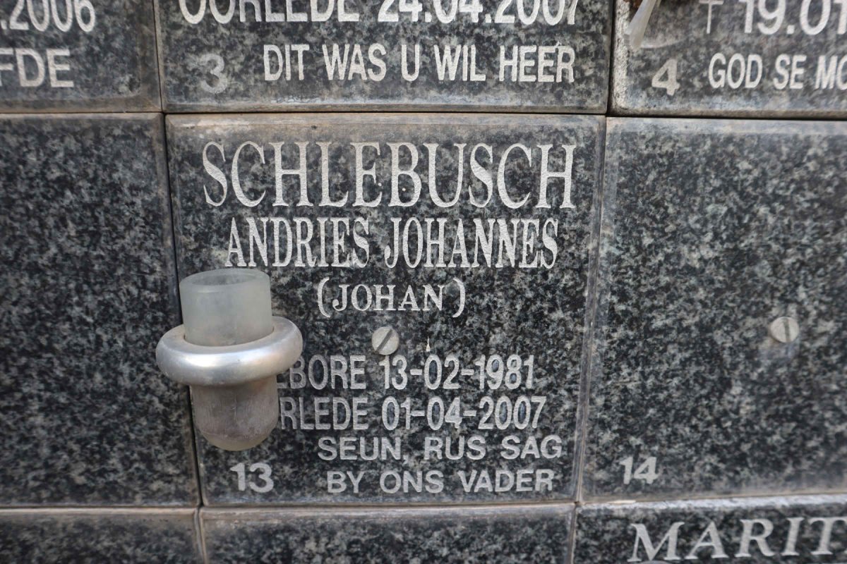 SCHLEBUSCH Andries Johannes 1981-2007