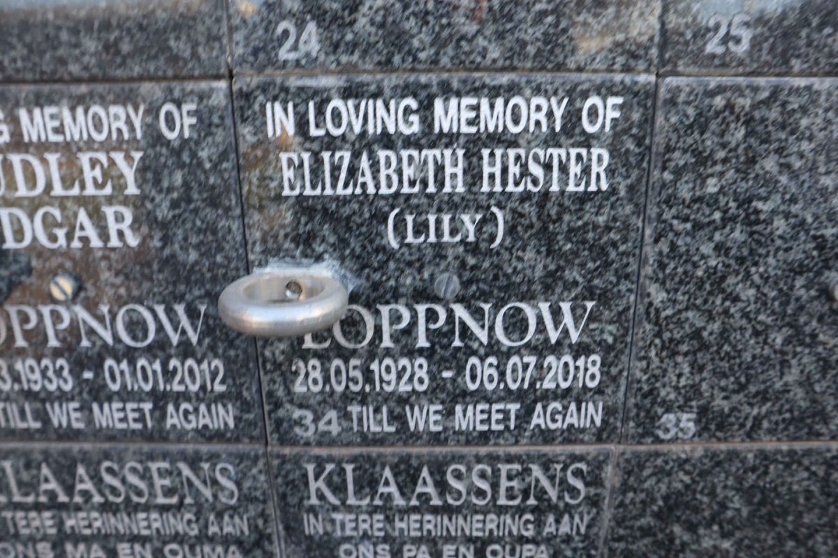 LOPPNOW Elizabeth Hester 1928-2018