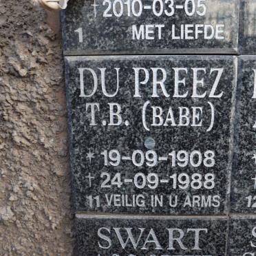 PREEZ T.B., du 1908-1988
