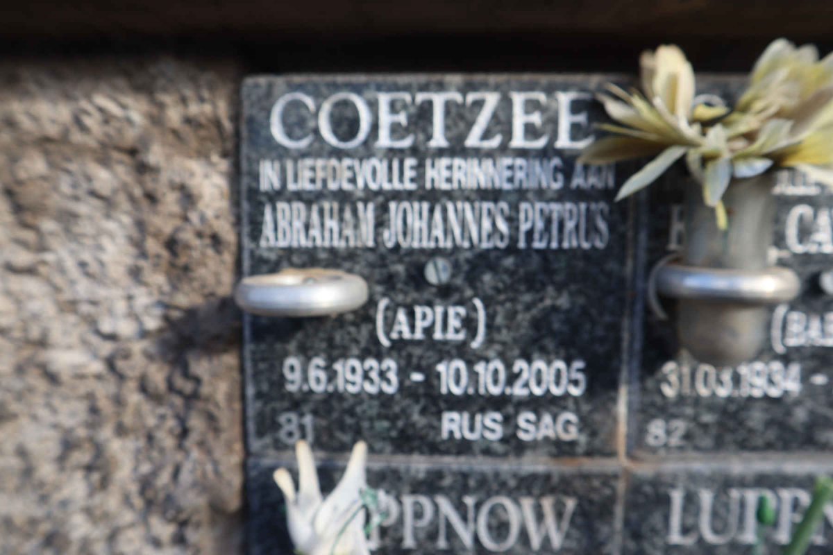 COETZEE Abraham Johannes Petrus 1933-2005