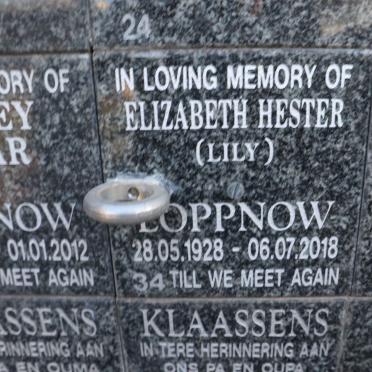 LOPPNOW Elizabeth Hester 1928-2018