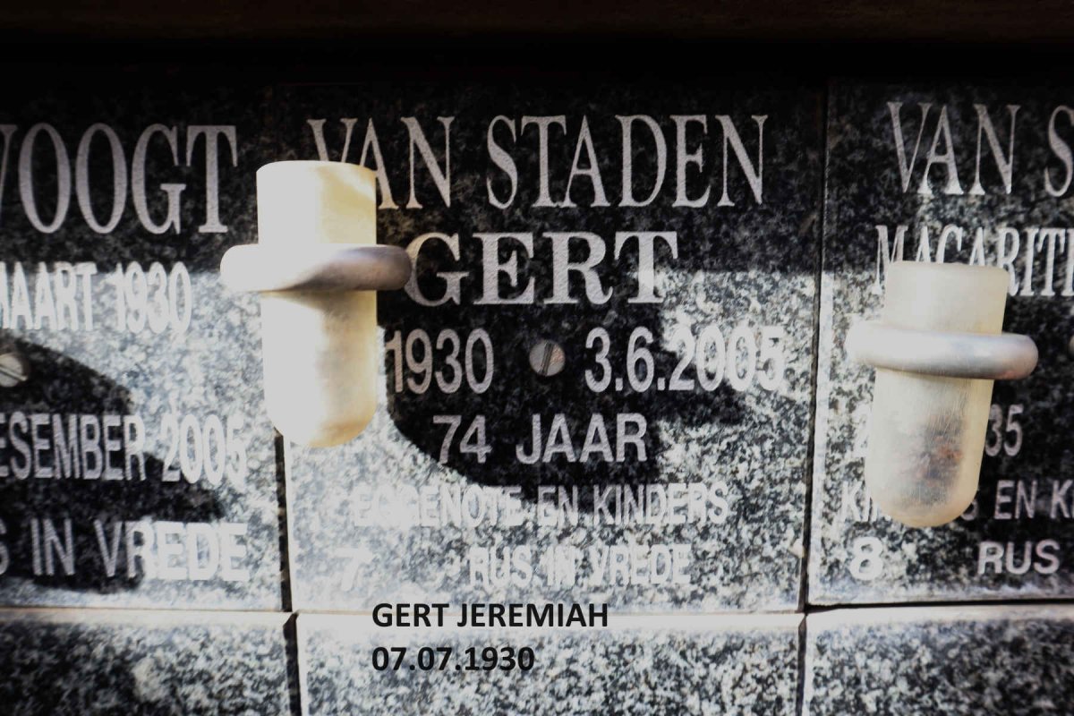 STADEN Gert, van 1930-2005