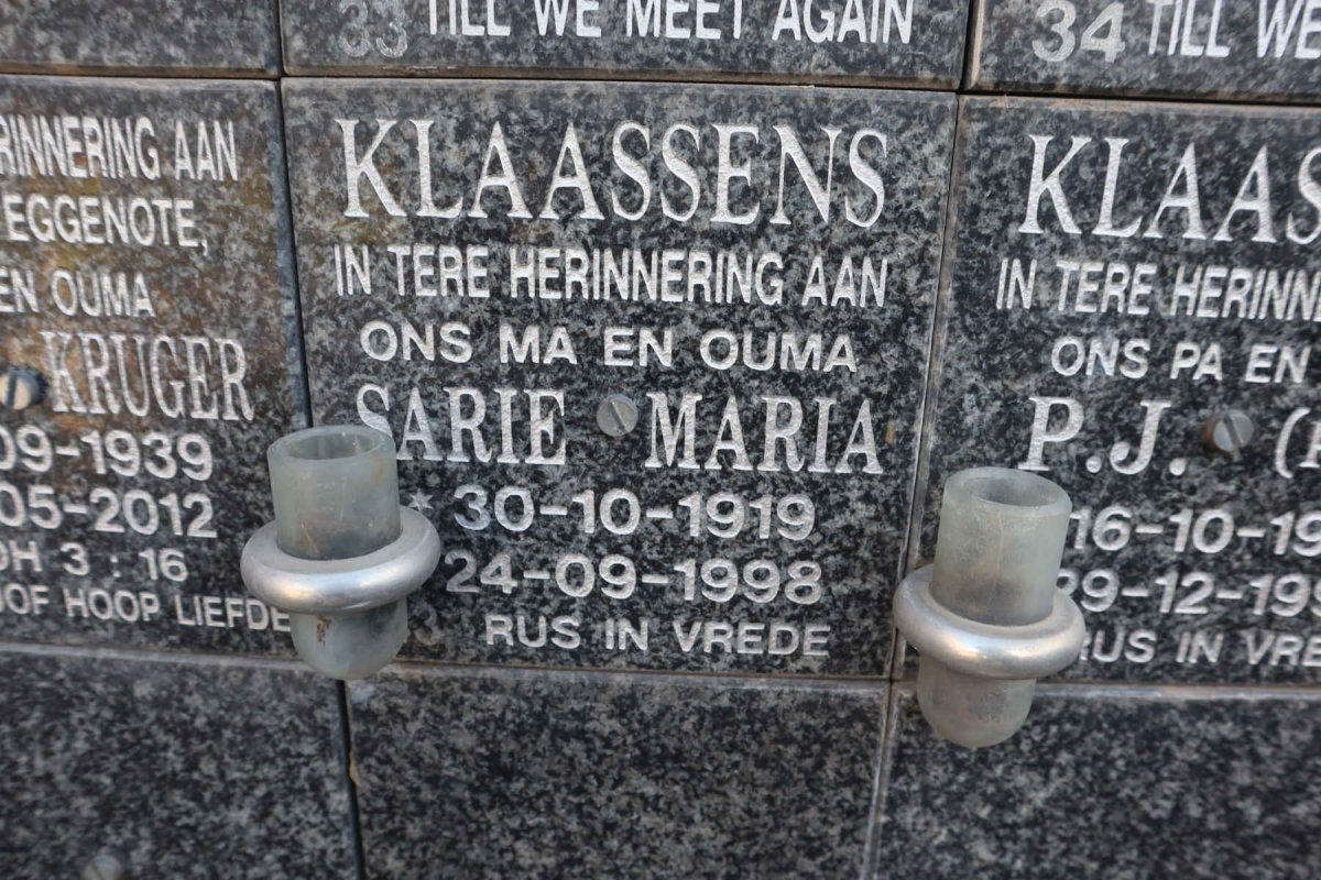 KLAASSENS Sarie Maria 1919-1998
