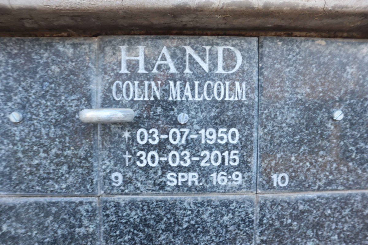 HAND Colin Malcolm 1950-2015