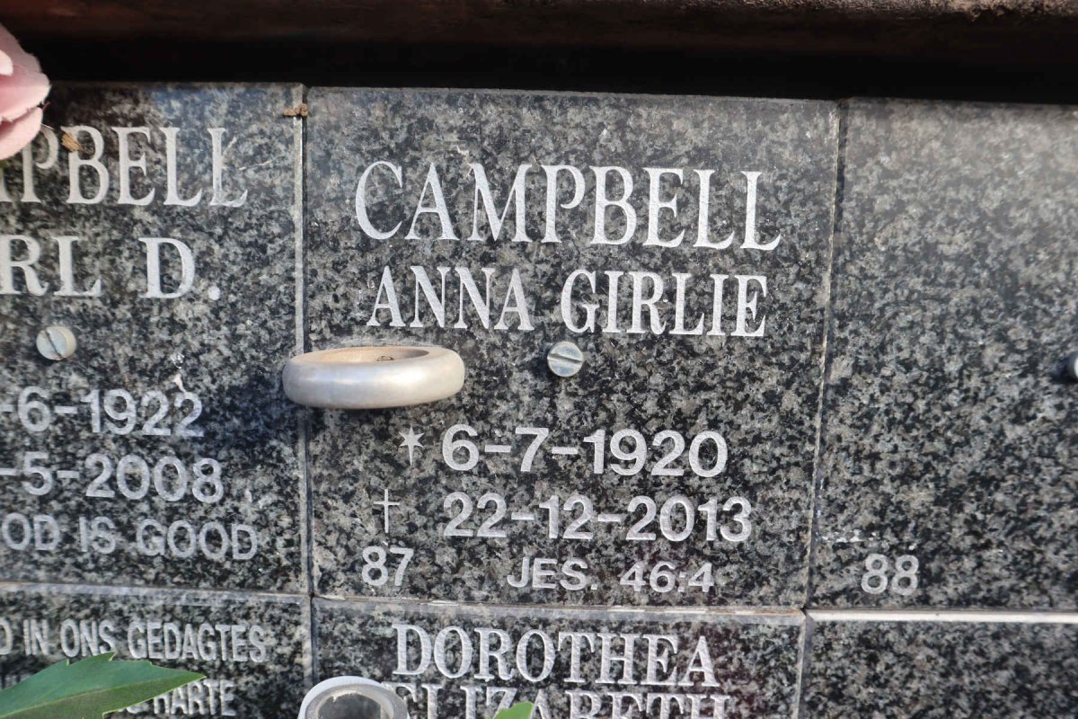 CAMPBELL Anna Girlie 1920-2013