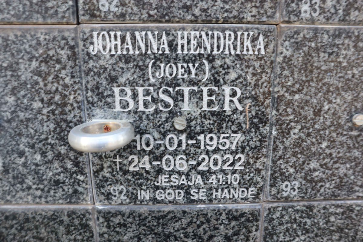 BESTER Johanna Hendrika 1957-2022
