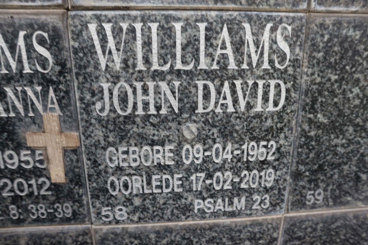 WILLIAMS John David 1952-2019