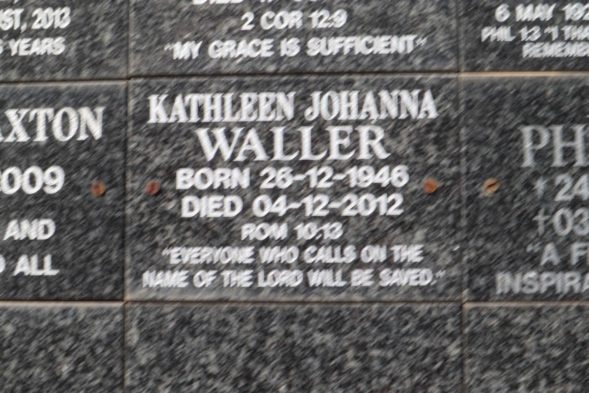 WALLER Kathleen Johanna 1946-2012