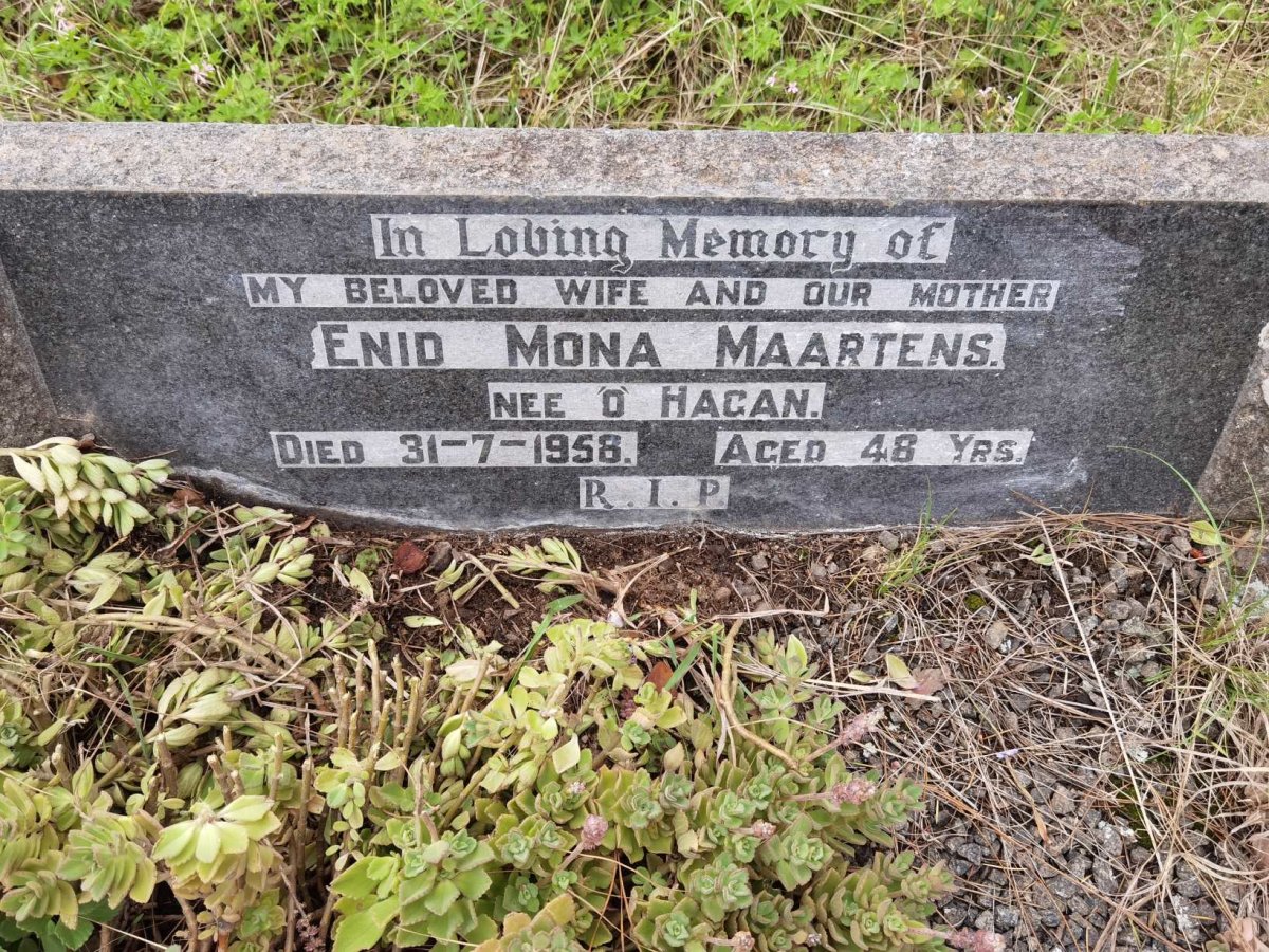 MAARTENS Enid Mona nee O'HAGAN -1958