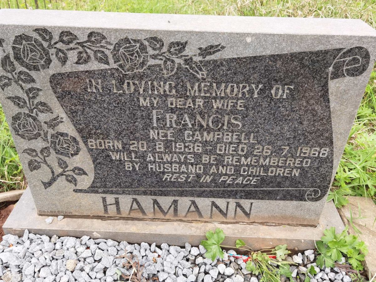 HAMANN Francis nee CAMPBELL 1936-1968