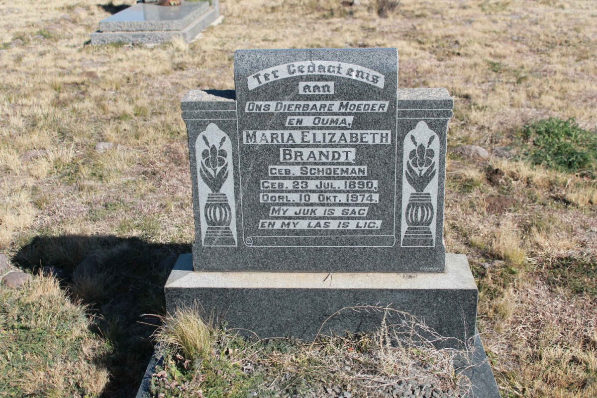 BRANDT Maria Elizabeth nee SCHOEMAN 1890-1974