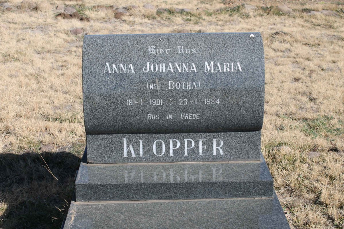 KLOPPER Anna Johanna Maria nee BOTHA 1901-1984