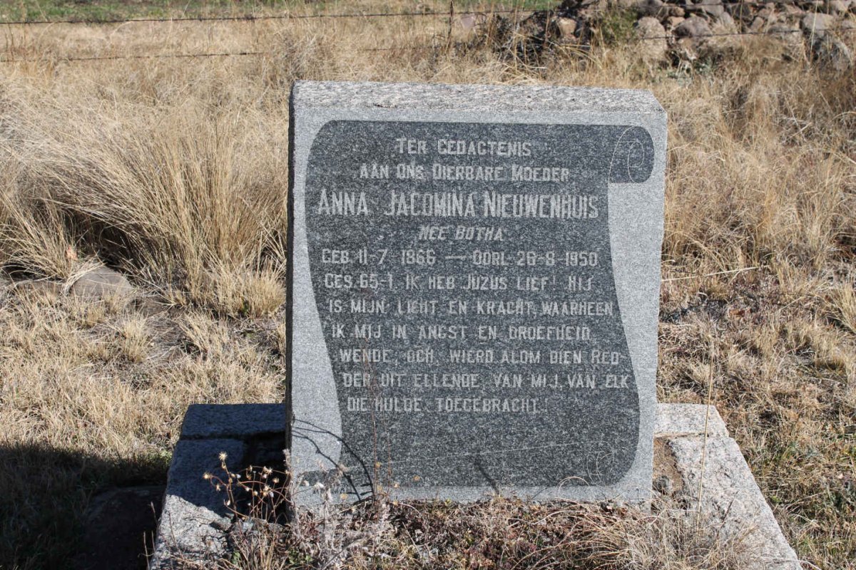 NIEUWENHUIS Anna Jacomina nee BOTHA 1866-1950