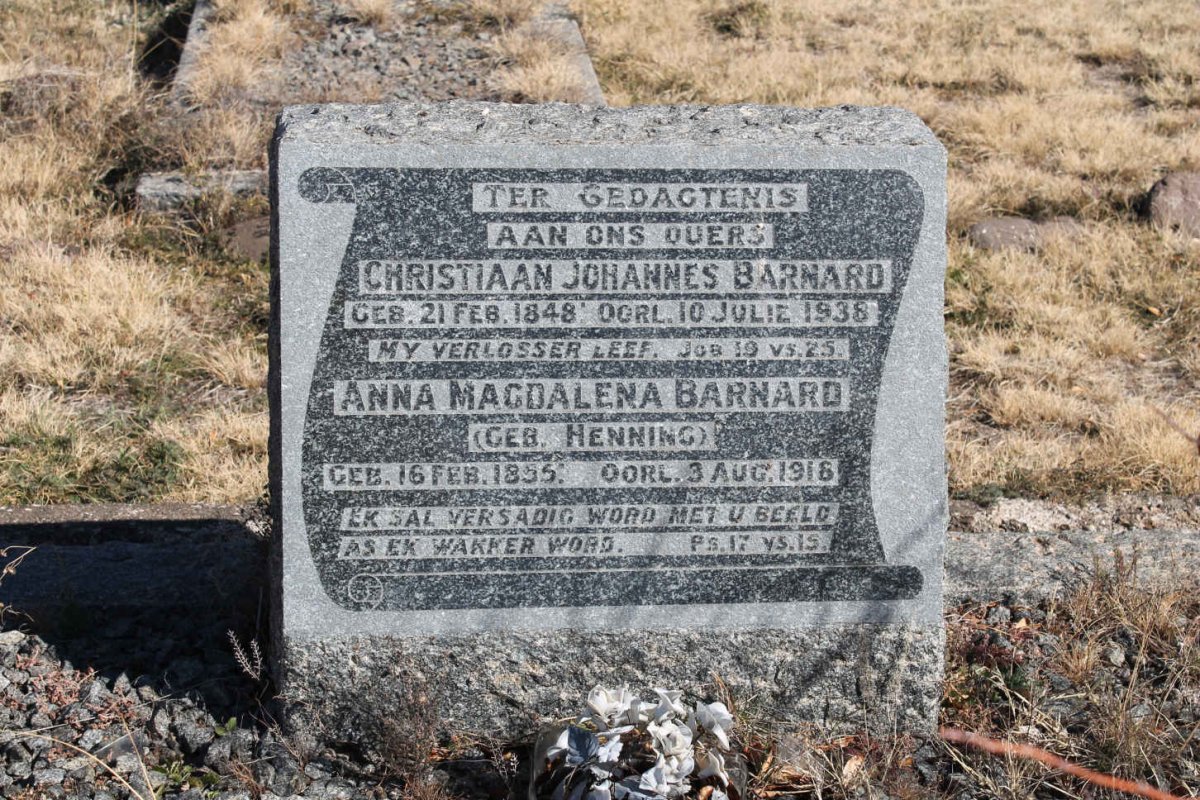 BARNARD Christiaan Johannes 1848-1938 &amp; Anna Magdalena HENNING 1855-1918
