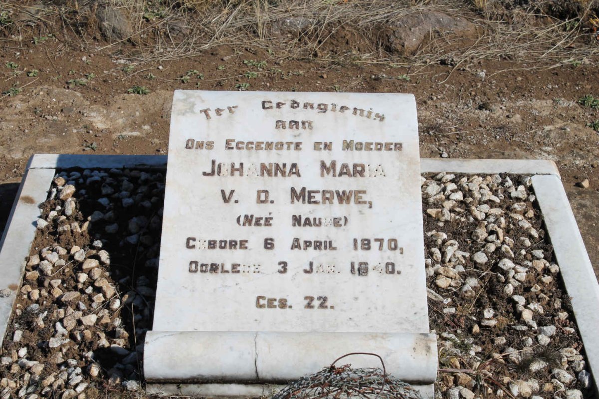MERWE Johanna Maria, v.d. nee NAUDE 1870-1940