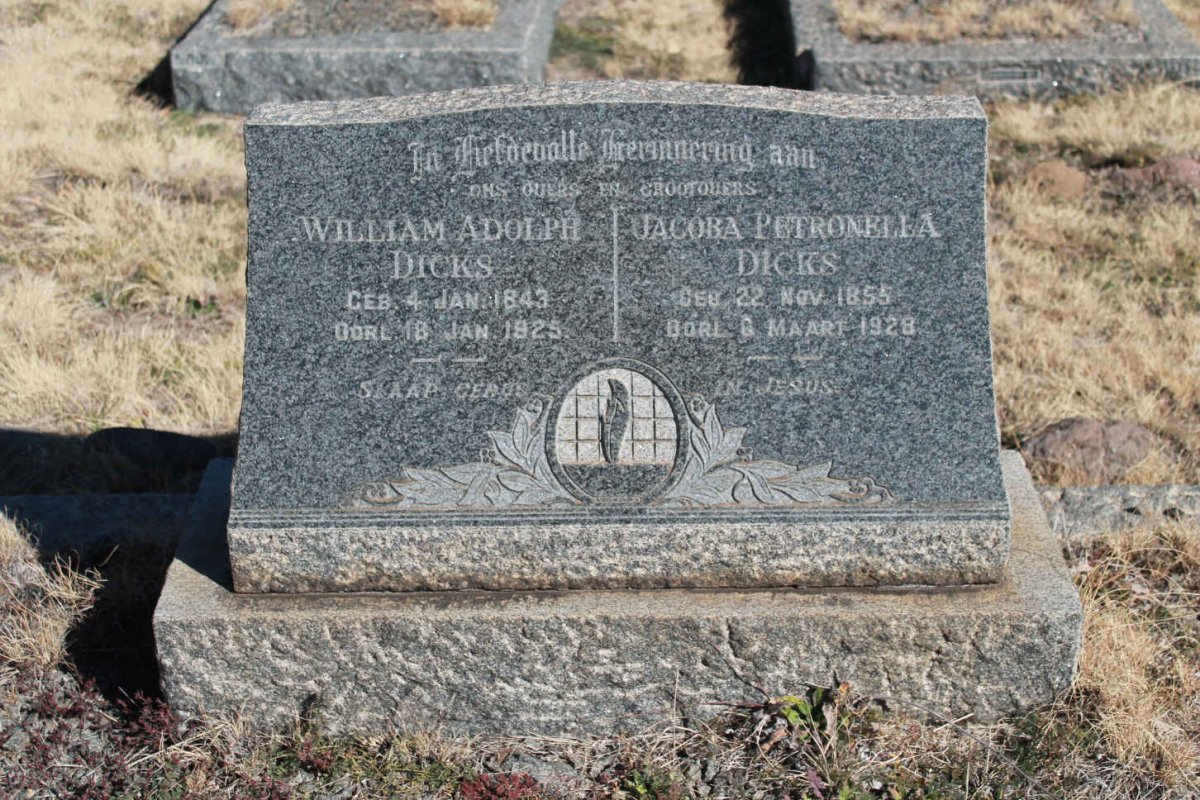 DICKS William Adolph 1843-1925 &amp; Jacoba Petronella 1855-1928