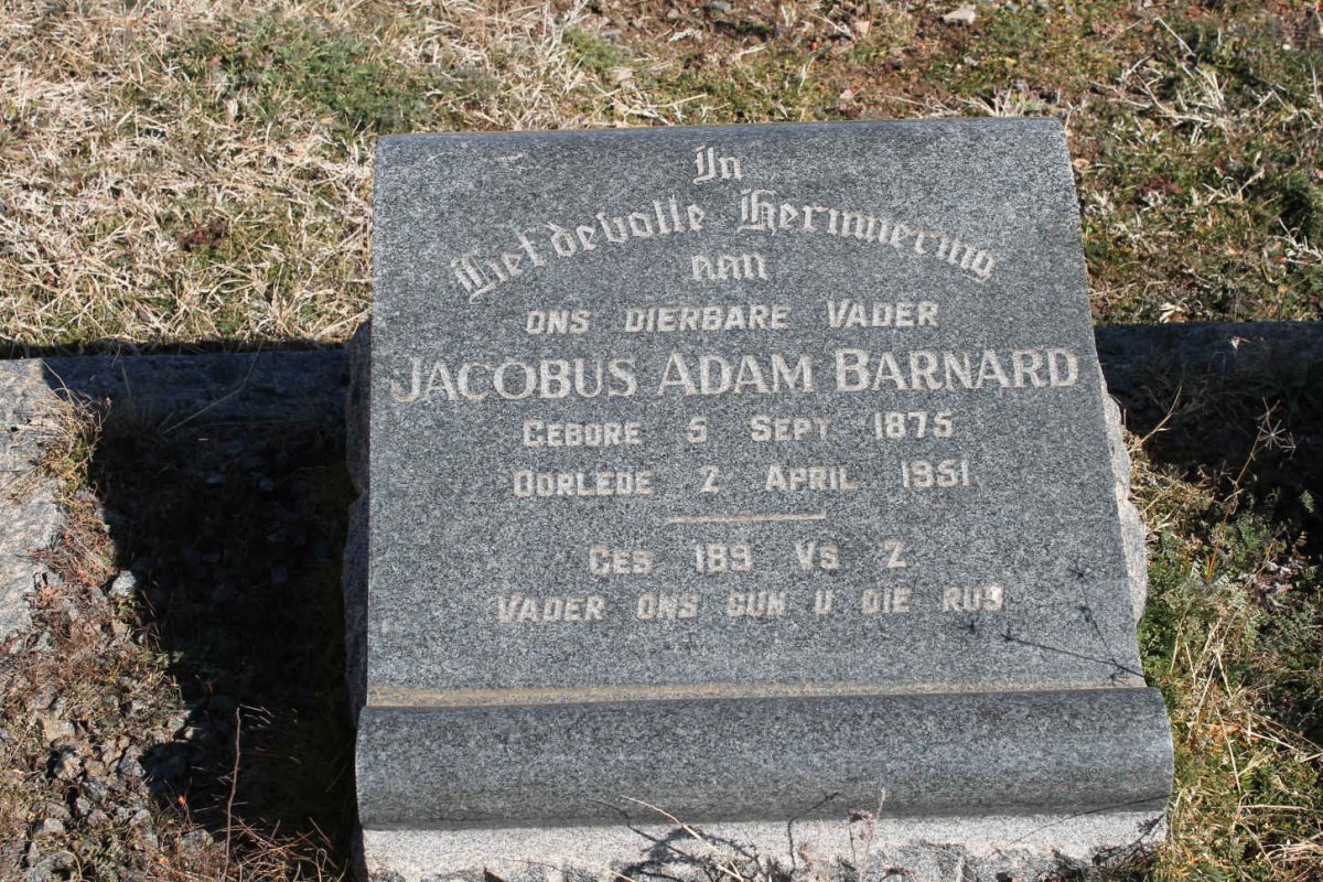 BARNARD Jacobus Adam 1875-1951
