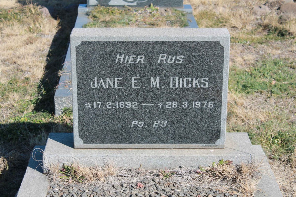 DICKS Jane E.M. 1892-1976