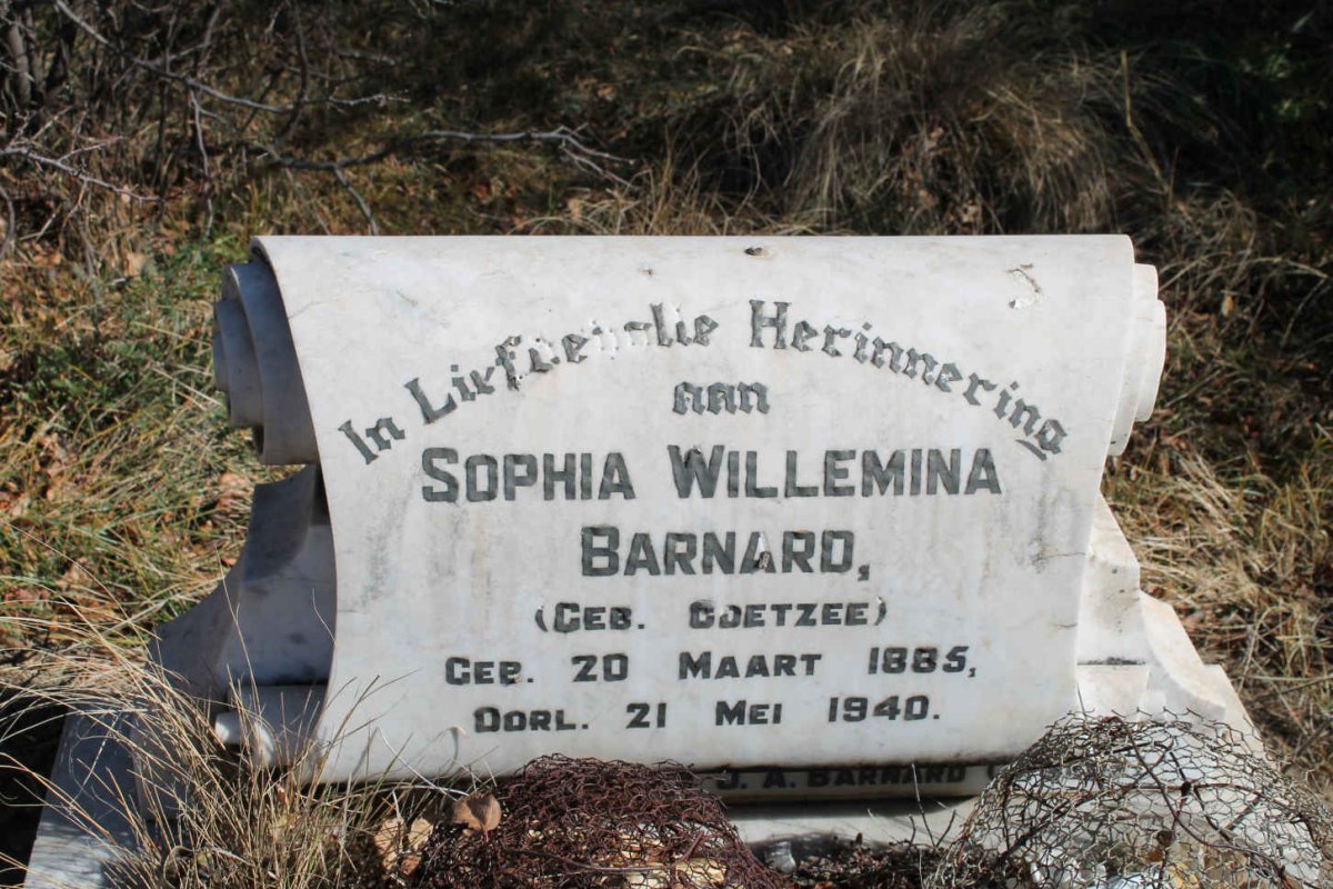 BARNARD Sophia Willemina nee COETZEE 1885-1940