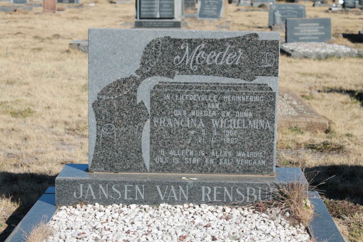 RENSBURG Francina Wilhelmina, Jansen van 1902-1987