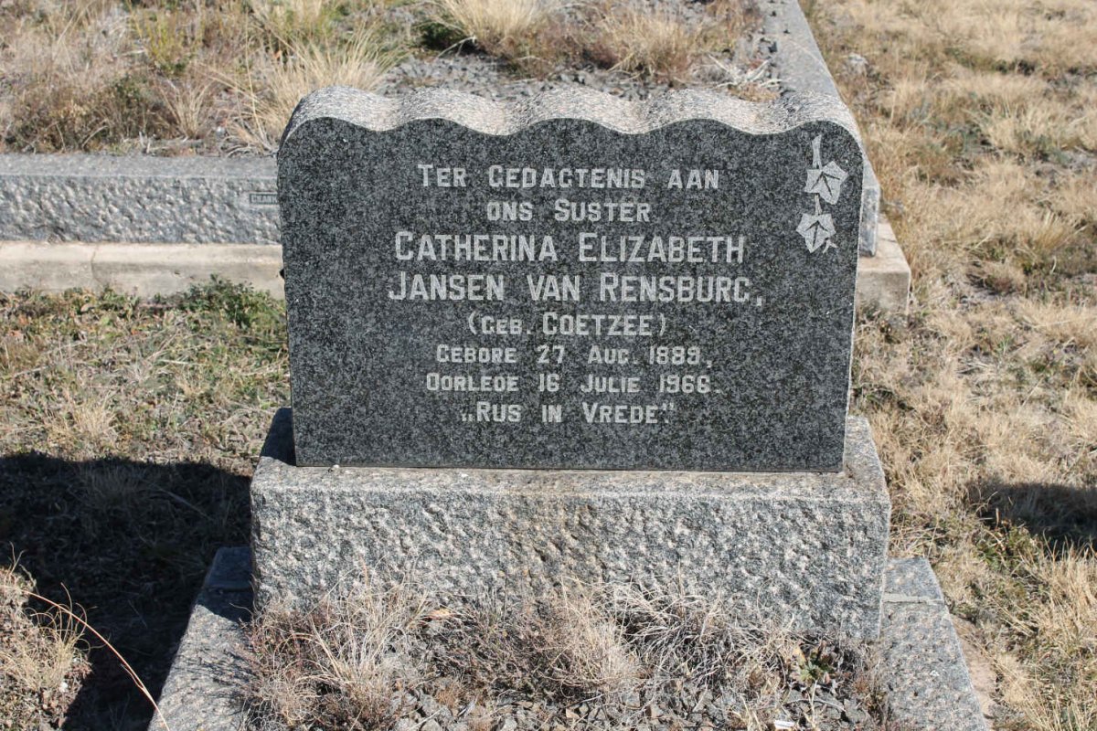 RENSBURG Catherina Elizabeth, Jansen van nee COETZEE 1889-1966