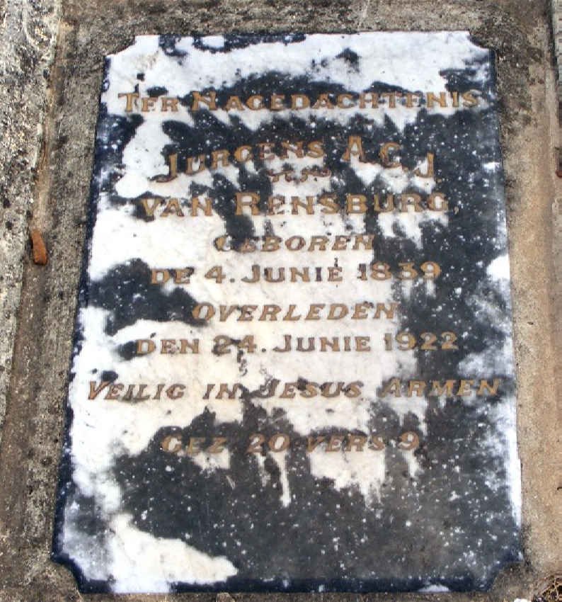 RENSBURG Jurgens A.C.J., van 1839-1922