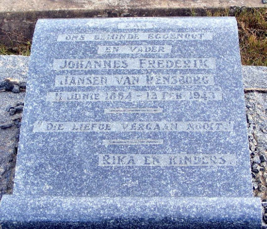 RENSBURG Johannes Frederik, Jansen van 1864-1943