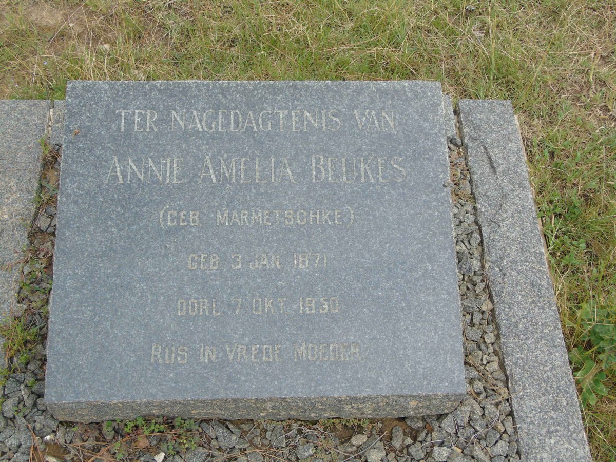BEUKES Annie Amelia nee MARMETSCHKE 1871-1950